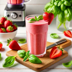 Batido de fresa y albahaca