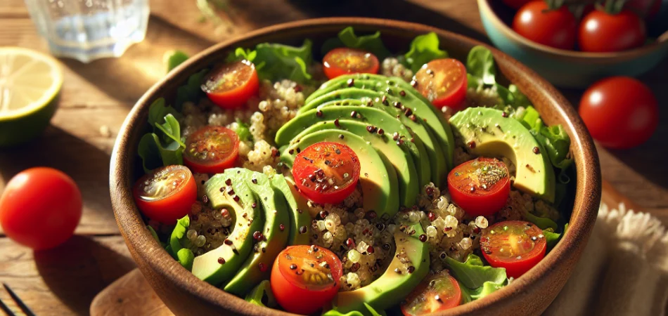 Ensalada vegana de quinoa y aguacate