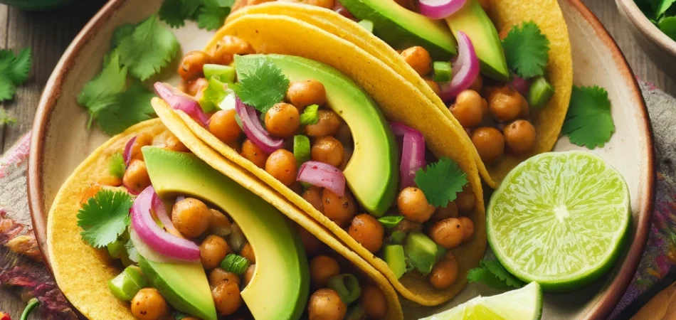 Tacos veganos de garbanzos y aguacate