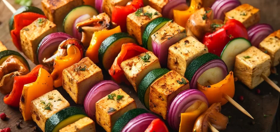 brochetas veganas de tofu