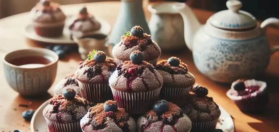 muffins veganos de arándanos