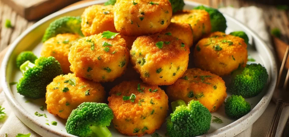 nuggets de brócoli y queso vegano