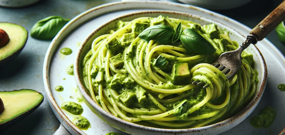 pasta vegana con aguacate