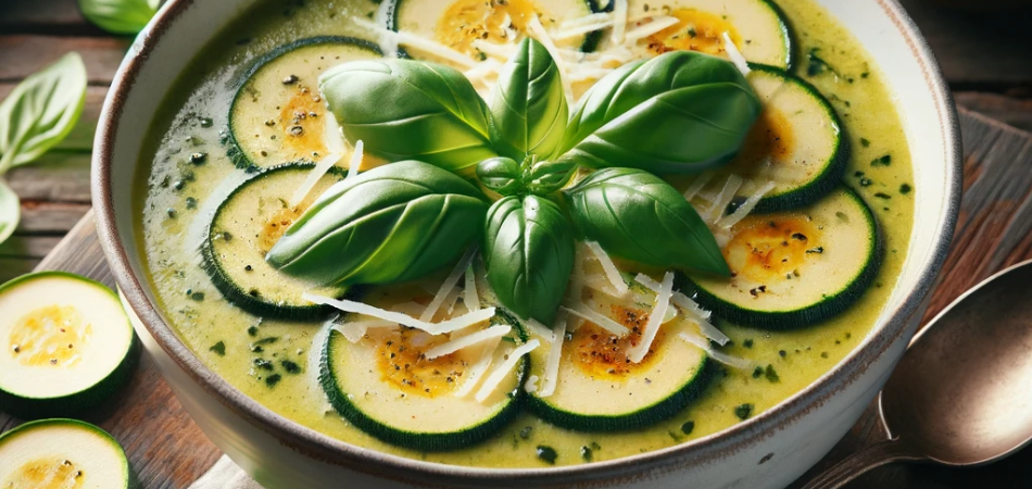 sopa de calabacín y albahaca