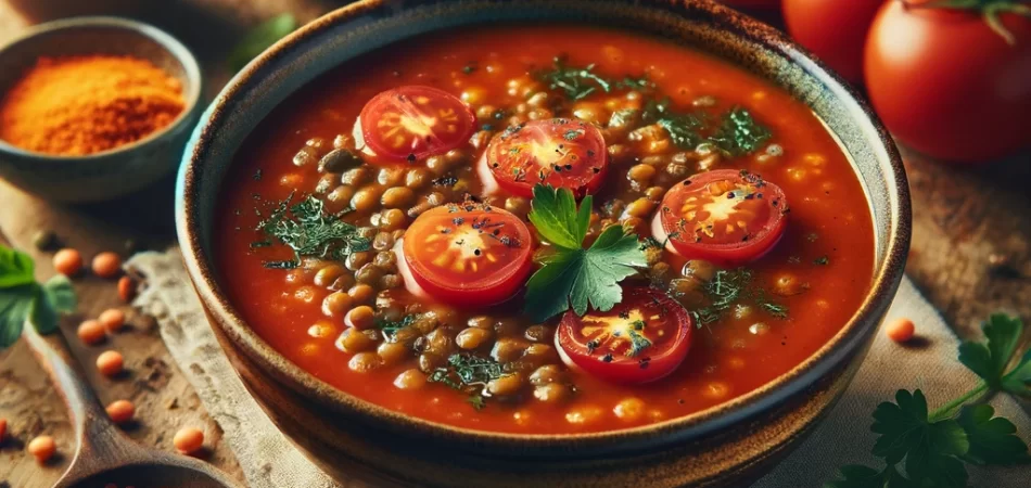 sopa de tomate y lentejas